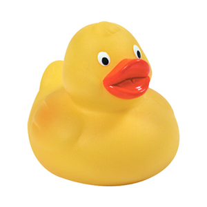 A photo of an unornamented rubber duck